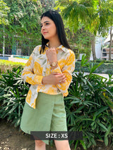 Floral Print Collared Shirt - White And Yellow