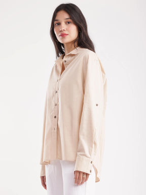 Linen Oversized Shirt - Beige