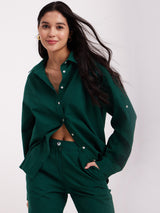 Linen Oversized Shirt - Emerald Green