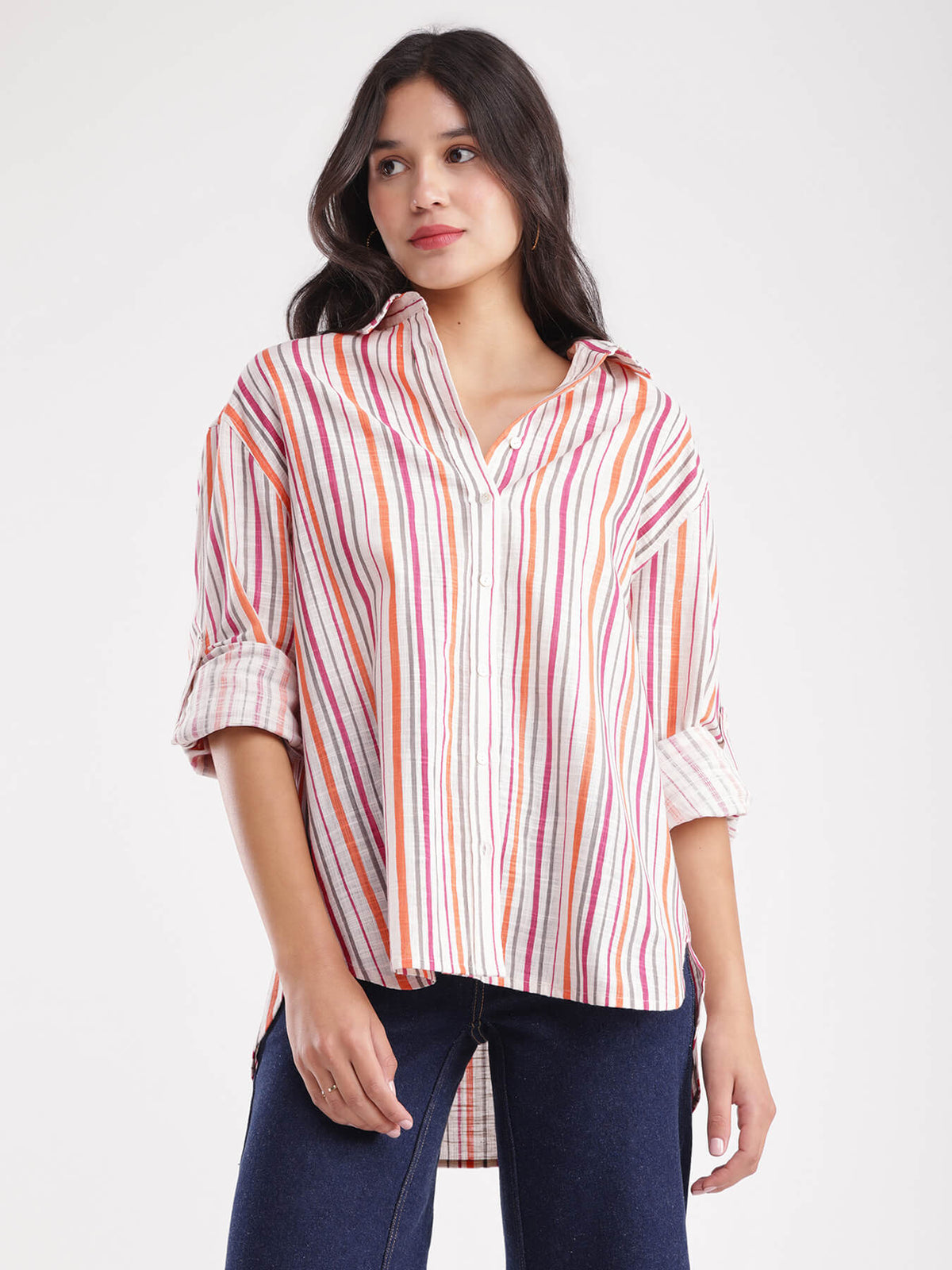 Cotton Oversized Shirt - Multicolour
