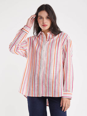 Cotton Oversized Shirt - Multicolour