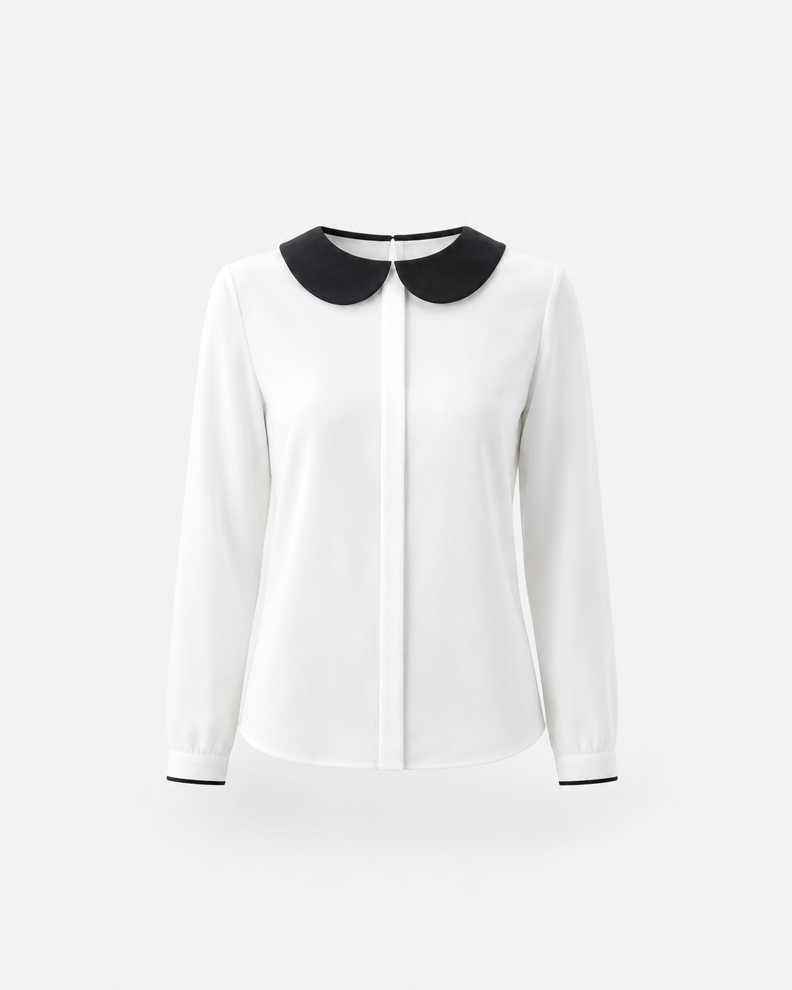 Colour Block Peter Pan Collared Shirt - Black And White