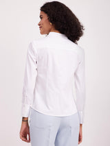 Cotton Hidden Placket Shirt - White
