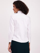 Cotton Ruffle Tie-Up Shirt - White