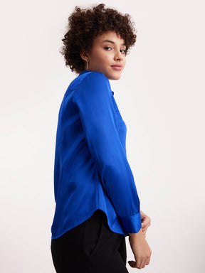 Satin Collared Shirt - Royal Blue