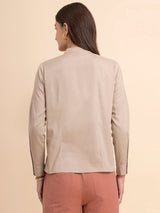 Linen Concealed Placket Shirt - Beige