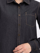 Denim Collared Shirt - Black