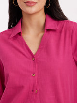 Linen Shirt - Fuchsia