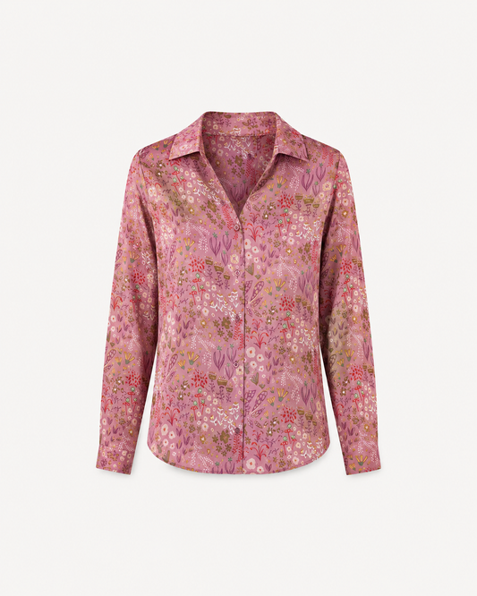 Satin Floral Shirt - Purple
