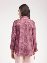 Satin Floral Shirt - Purple