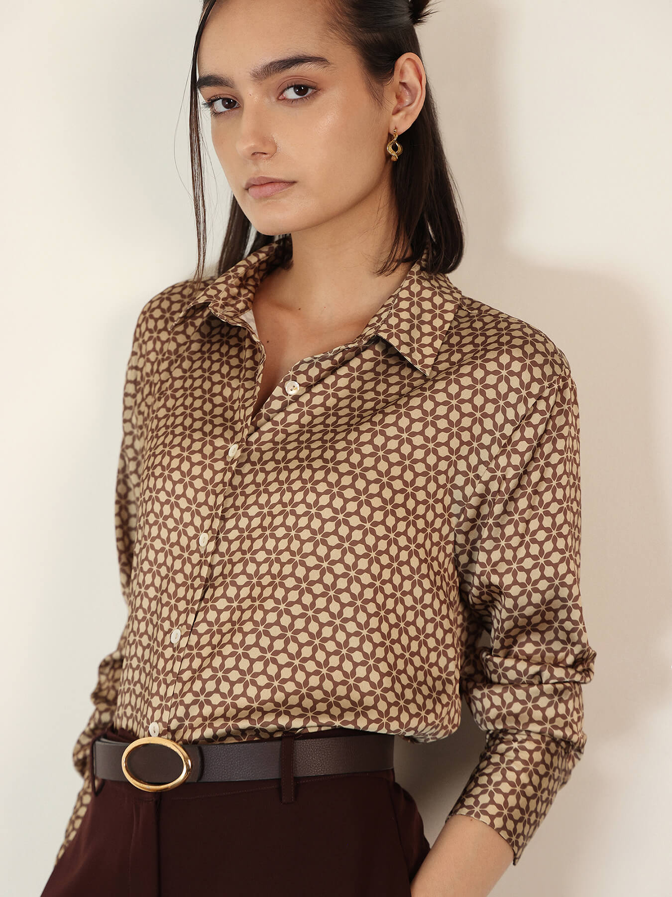 Satin Shirt - Beige