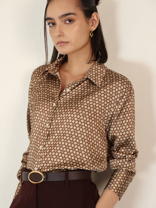 Satin Shirt - Beige
