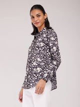 Floral Print Shirt - Black