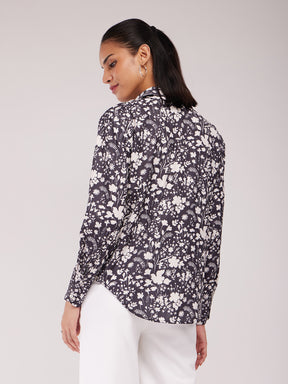 Floral Print Shirt - Black