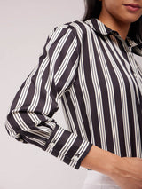 Satin Striped Shirt - Black