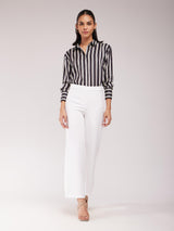 Satin Striped Shirt - Black