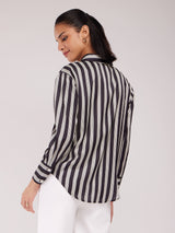 Satin Striped Shirt - Black