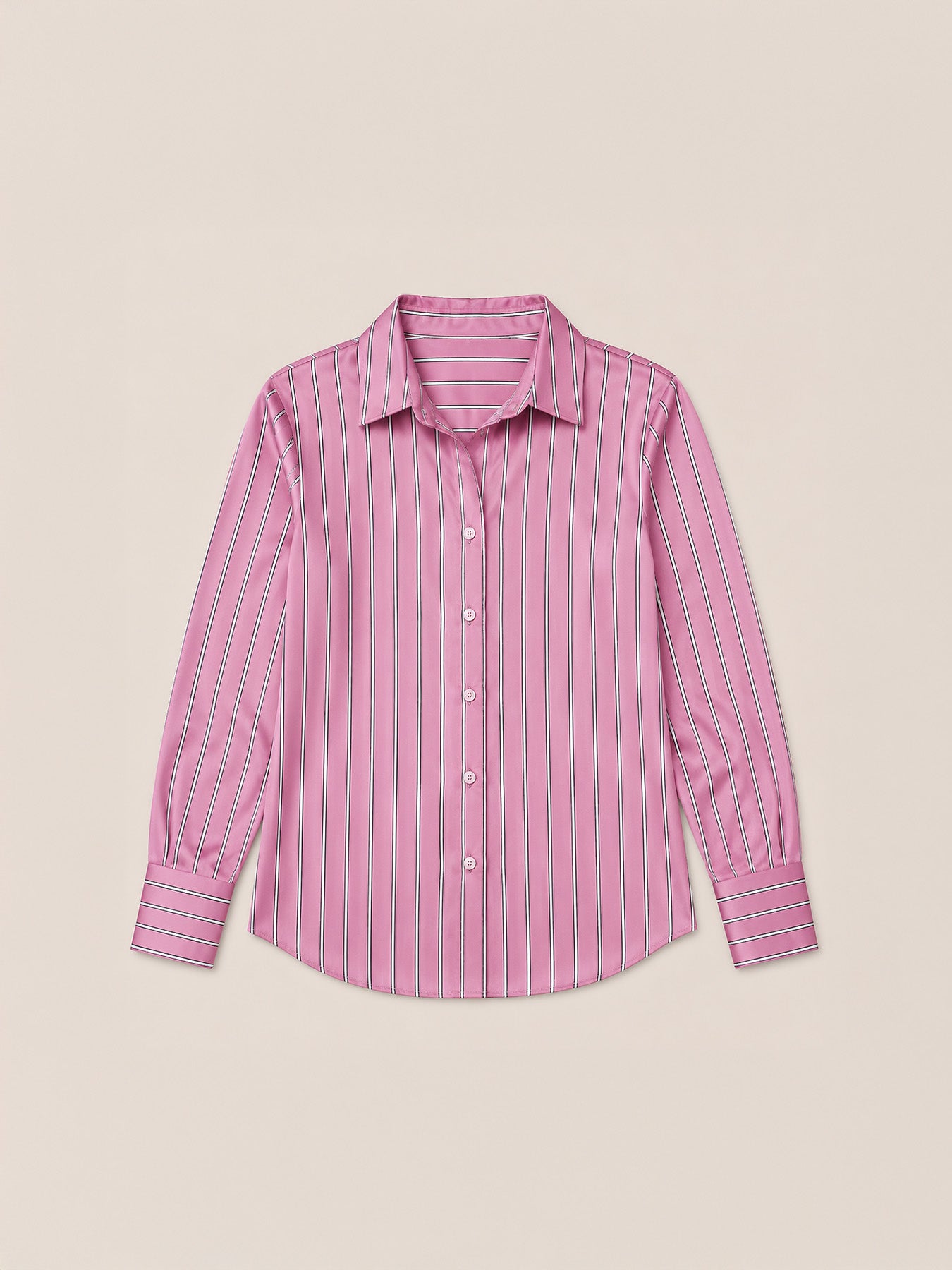 Satin Striped Shirt - Pink