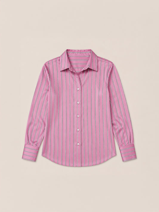 Satin Striped Shirt - Pink