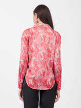 Satin Paisley Print Shirt - Red