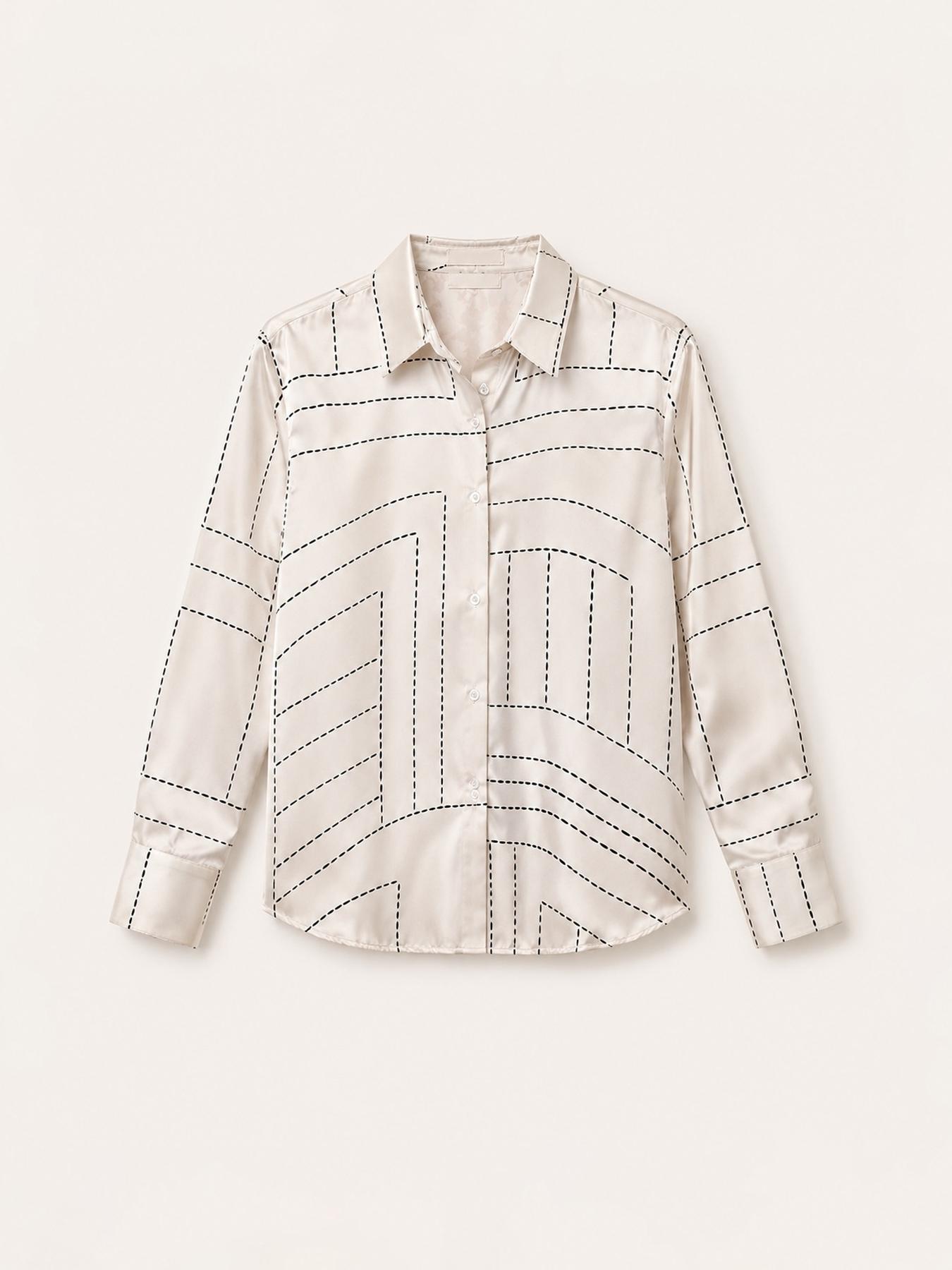 Satin Dot Print Shirt - Off White
