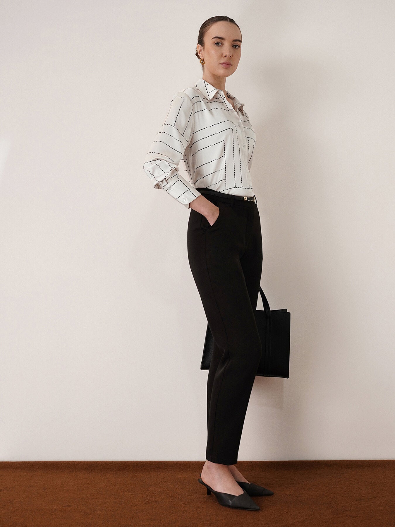 Satin Dot Print Shirt - Off White