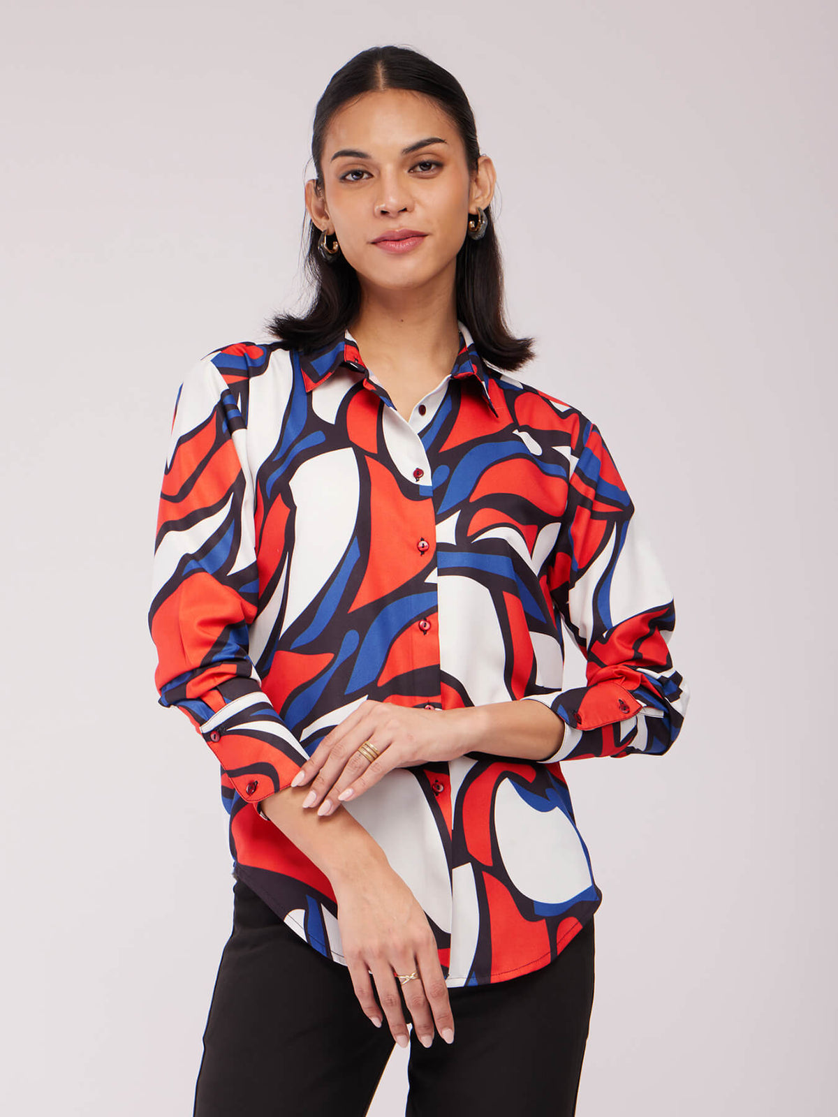 Abstract Print Shirt - Orange