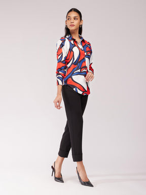 Abstract Print Shirt - Orange