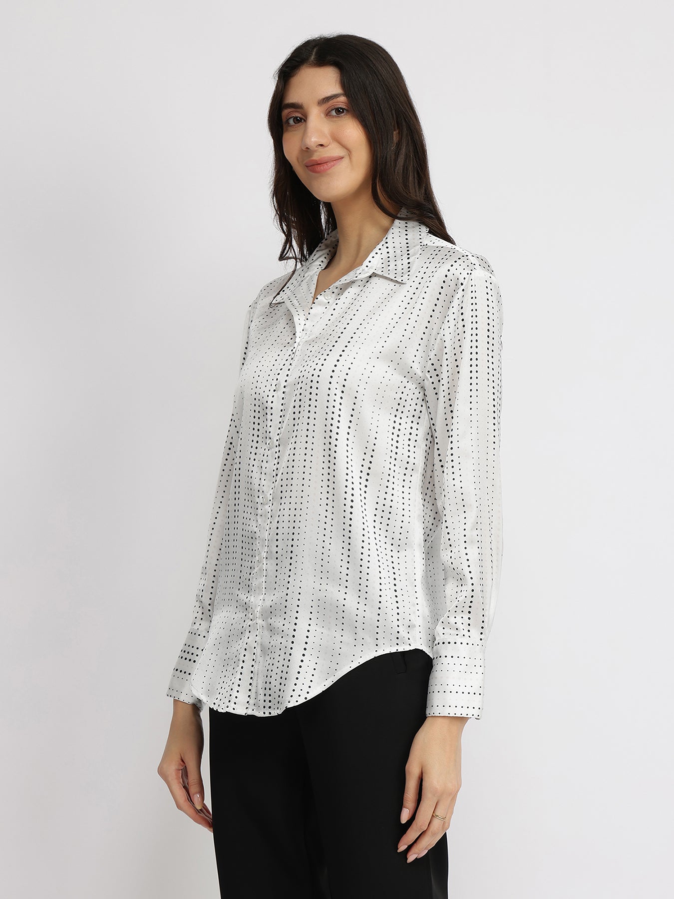 Satin Polka Dot Shirt - White