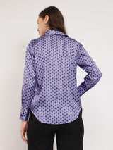 Satin Geometric Shirt - Violet