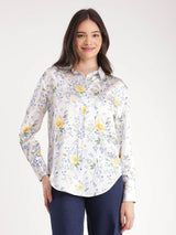 Satin Floral Shirt - White