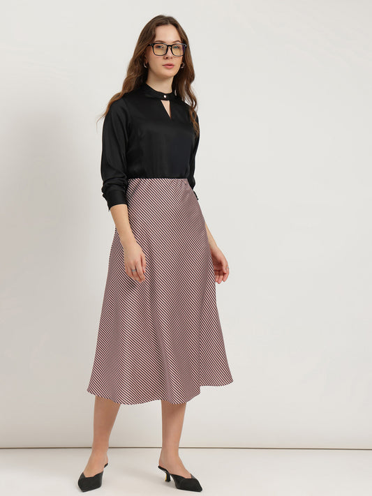 Satin Flared Skirt - Dusty Pink