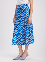Geometric Midi Skirt - Blue