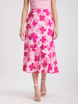Floral Midi Skirt - Pink