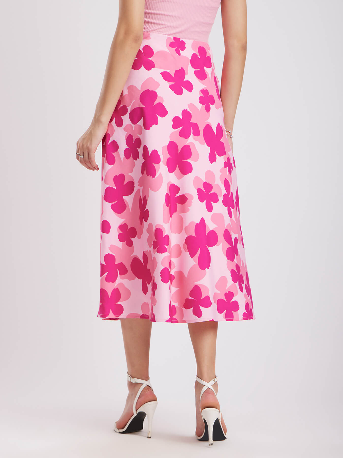 Floral Midi Skirt - Pink