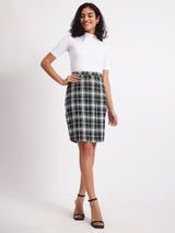 Checkered Straight Fit Skirt - Black And White