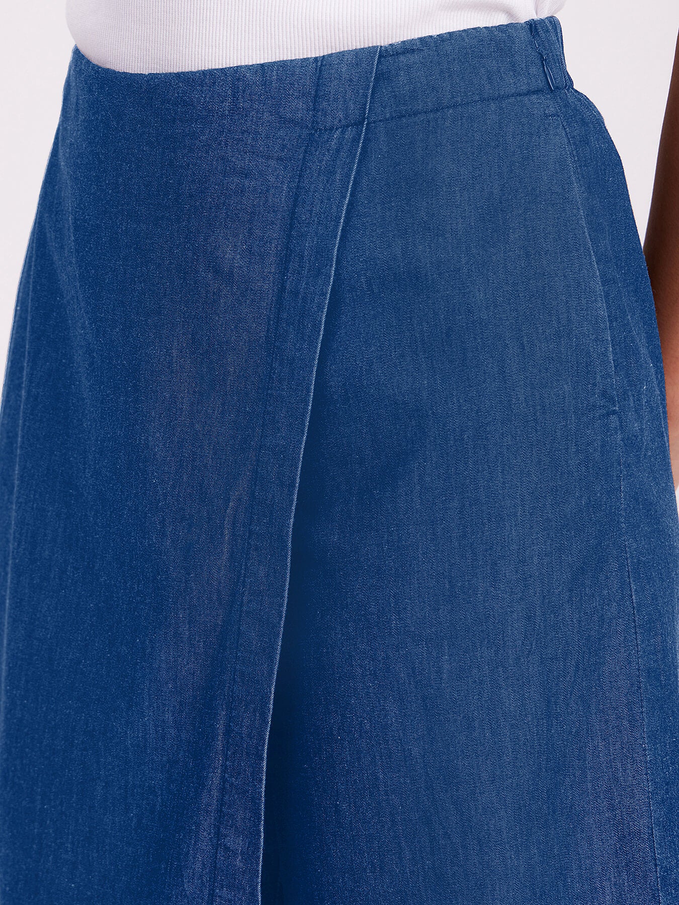 Overlap Denim Skorts - Navy Blue