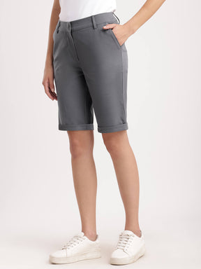 Cotton Above Knee Shorts - Grey