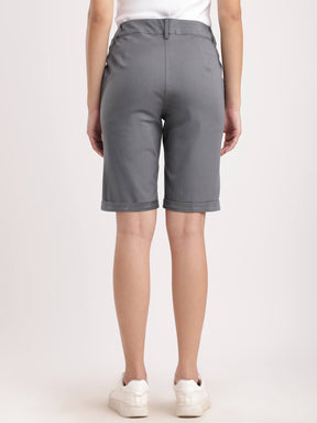 Cotton Above Knee Shorts - Grey