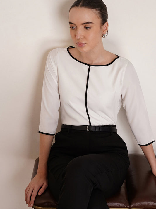 Boat Neck Top - Off White