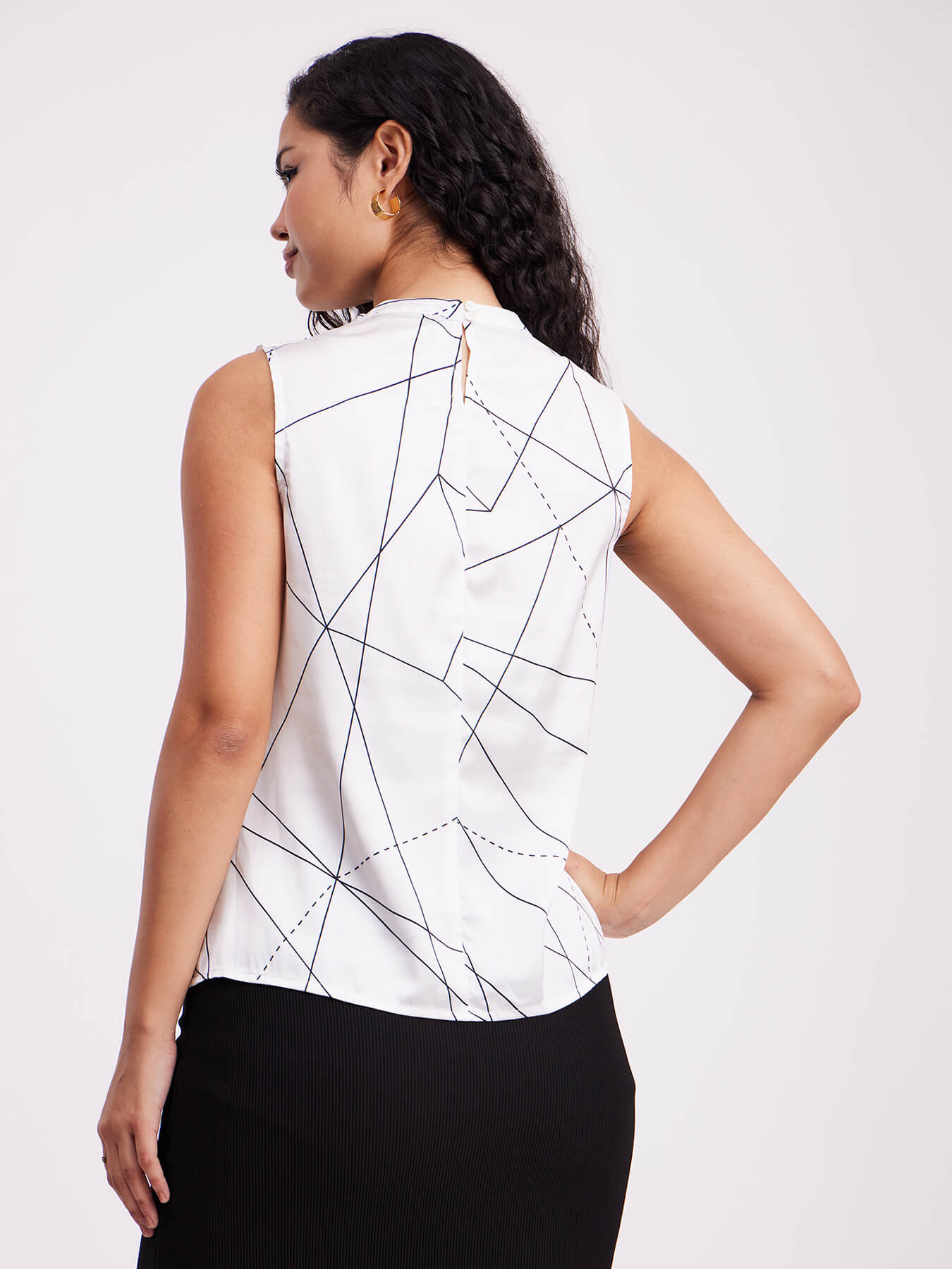 Abstract Print Top - White