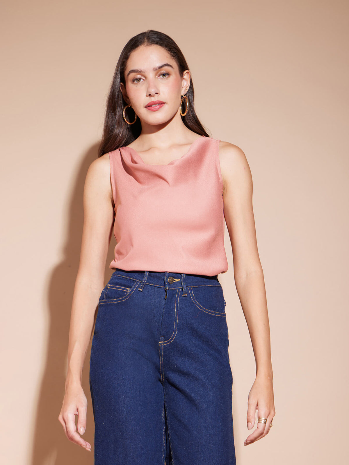 Cowl Neck Top - Pink