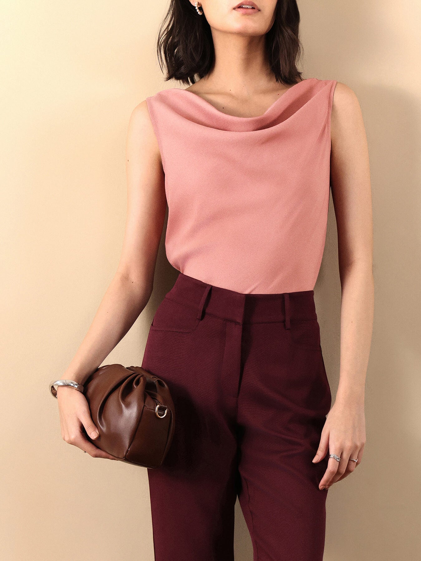 Cowl Neck Top - Pink