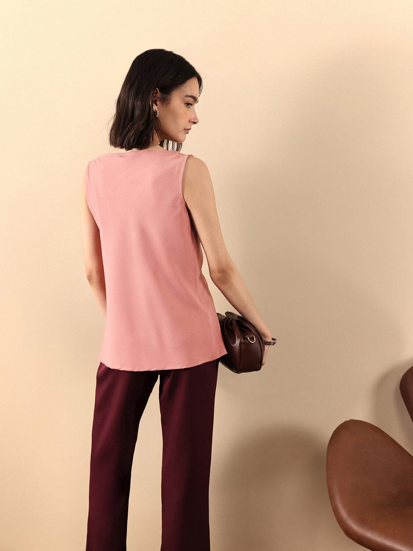 Cowl Neck Top - Pink