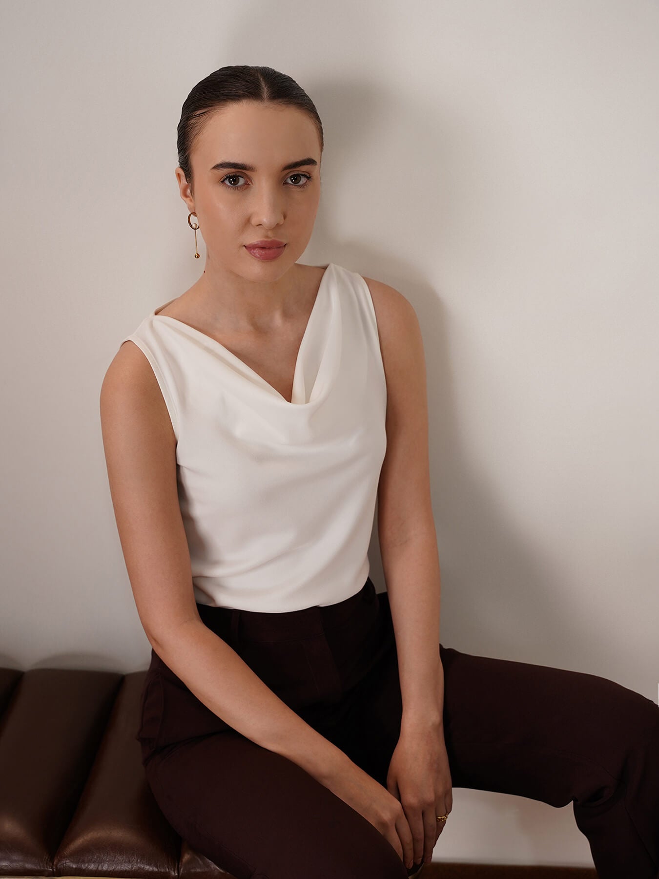 Cowl Neck Top - White