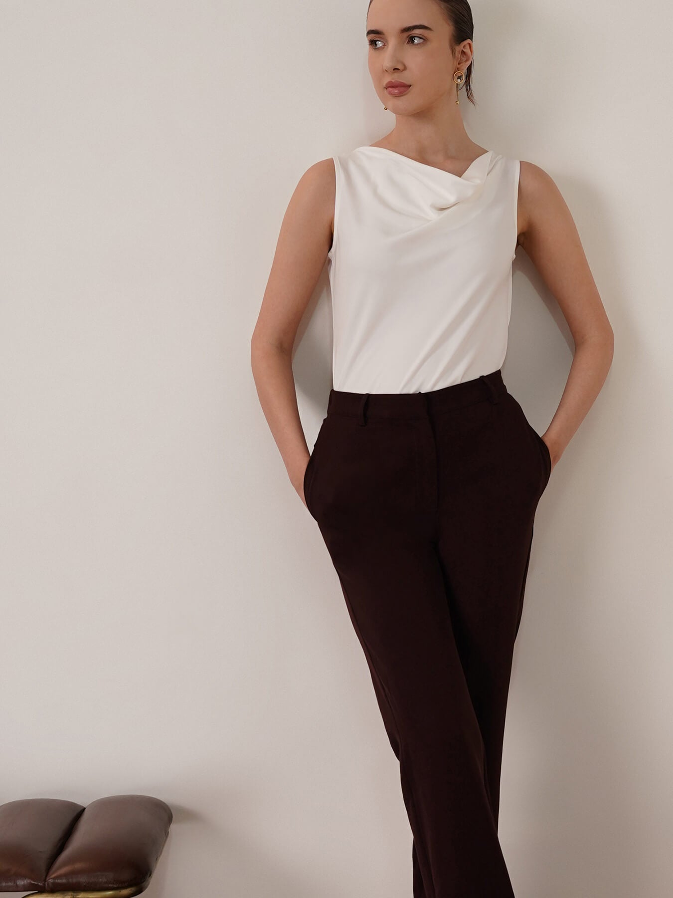 Cowl Neck Top - White