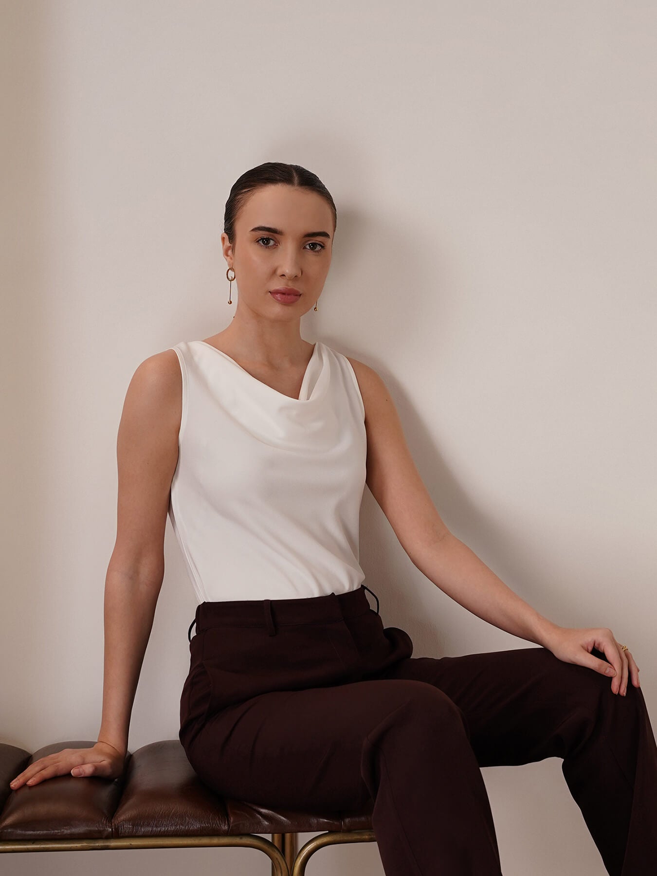 Cowl Neck Top - White