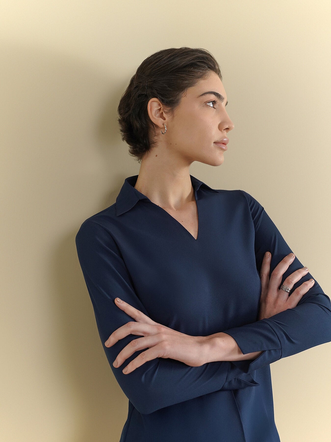 V-Neck Top - Navy Blue