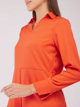 Front Pleat Peplum Top - Orange