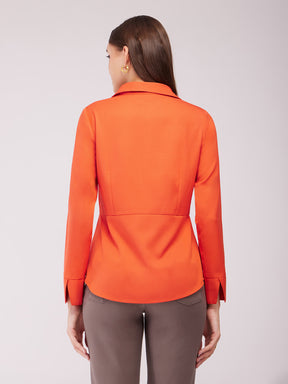 Front Pleat Peplum Top - Orange